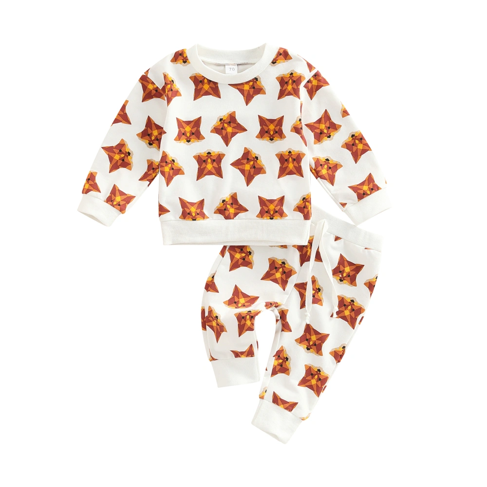 Toddler’s Animals Printed Long Sleeve Tops and Tie-up Long Pants Set