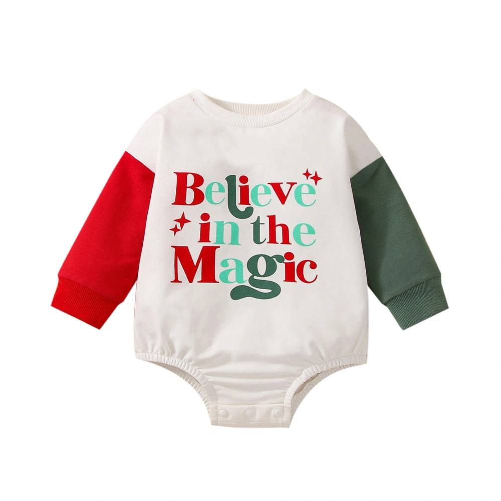 Baby Boys Girls Christmas Romper, Long Sleeve Letters Print Bodysuit