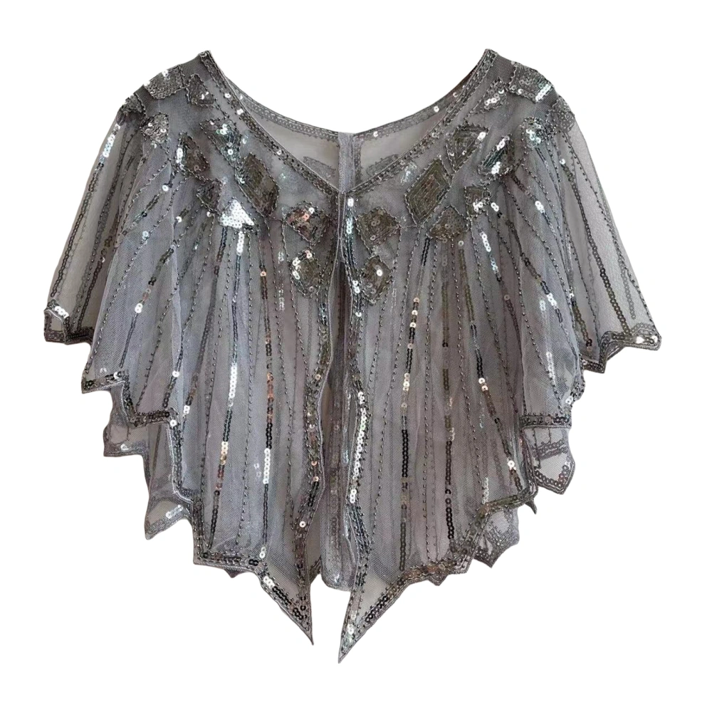 Women's Sequin Beaded Art Deco Evening Cape Vintage Shawl Wraps