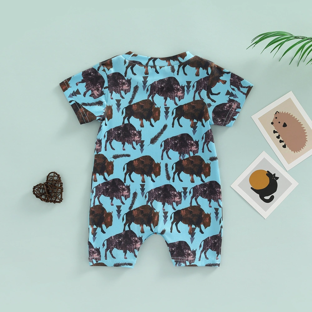 Baby Romper, Dots Animal Print Round Neck Short Sleeve Playsuit