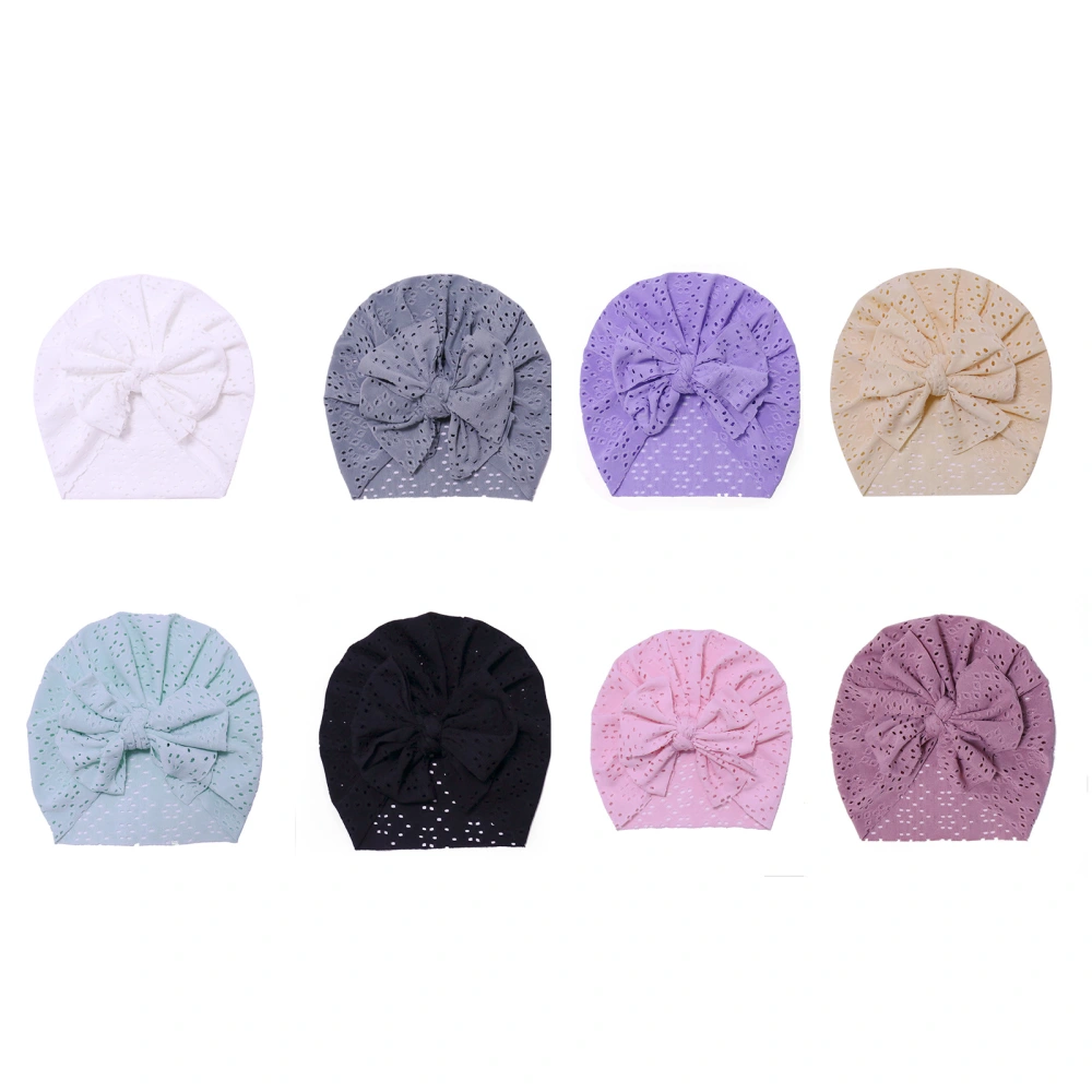 Kids Hat, Solid Color Bowknot Hollow Out Cap Turban Hat Beanie