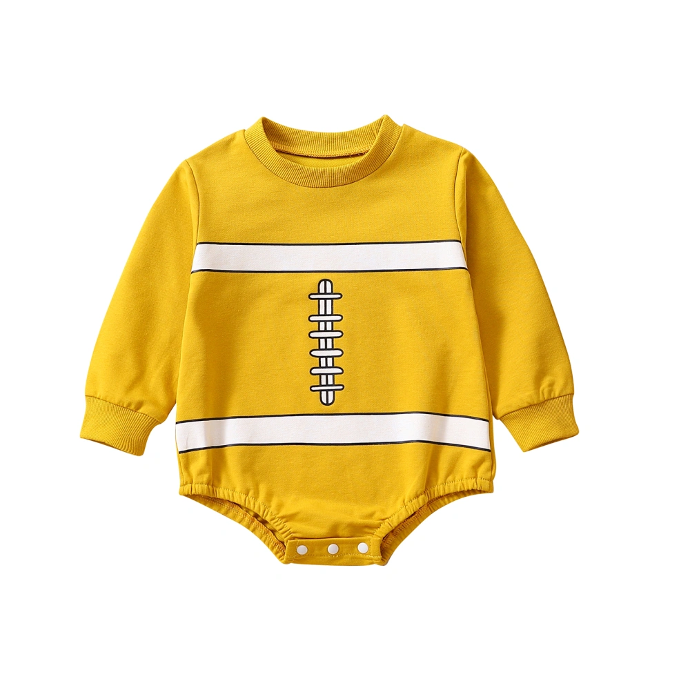 Infant Baby Rugby Print Long Sleeve Round Neck Romper for Boys Girls