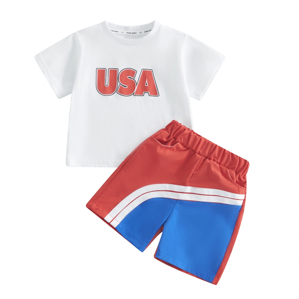 Independence Day Kids Boys Clothes Letter Print T-Shirts Shorts Set