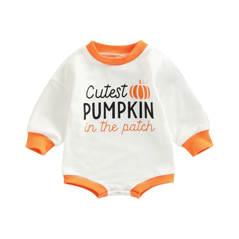 Newborn Girls Jumpsuits Halloween Letter Printed Long Sleeves Romper