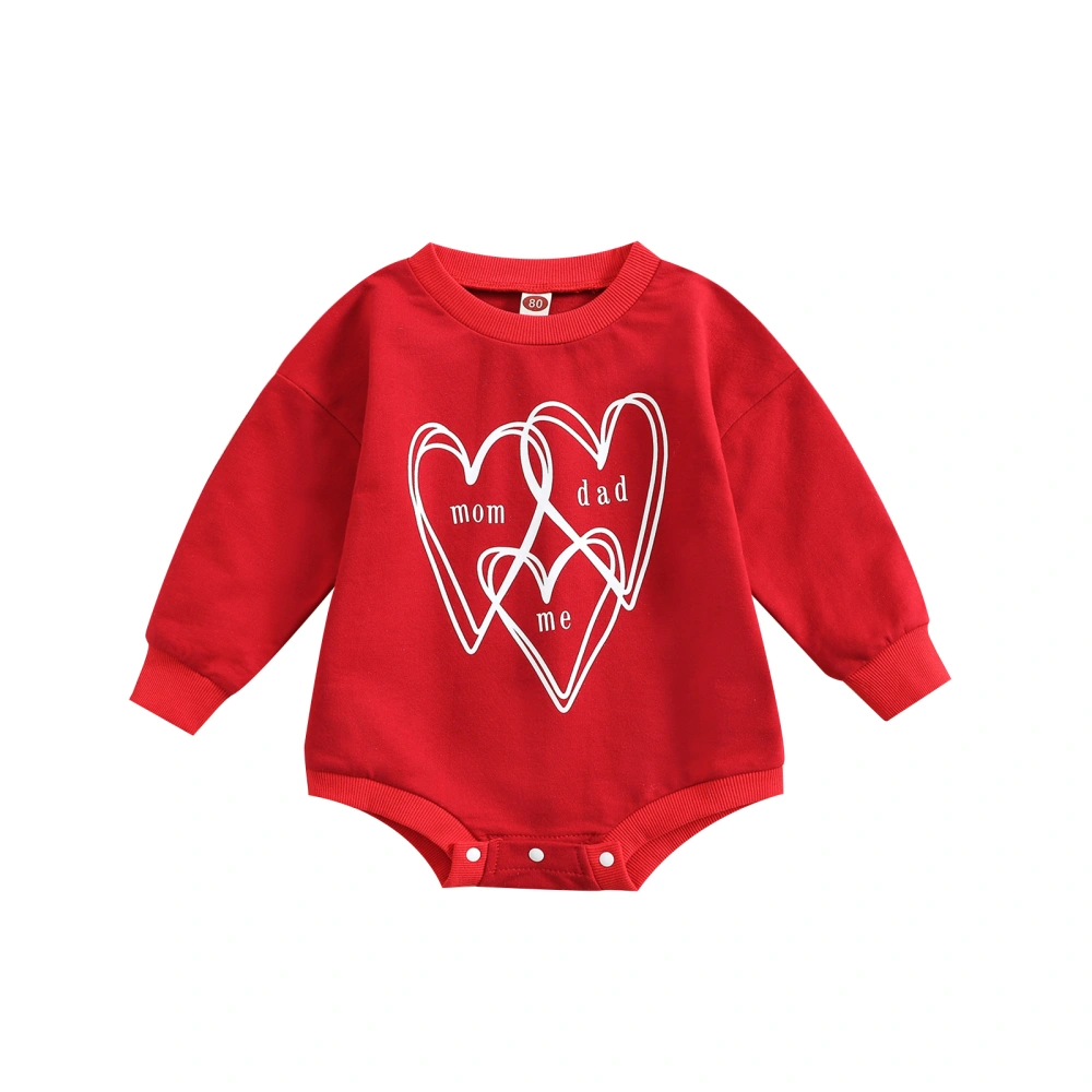 Baby Boys Girls Romper, Long Sleeve Letters Heart Print Fall Bodysuit