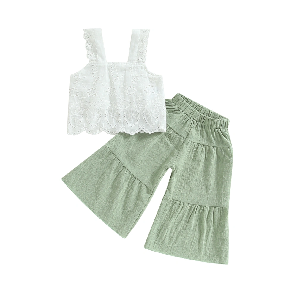 Kids Baby Girls Summer Outfit Lace Tank Tops and Wide Leg Pants Set 