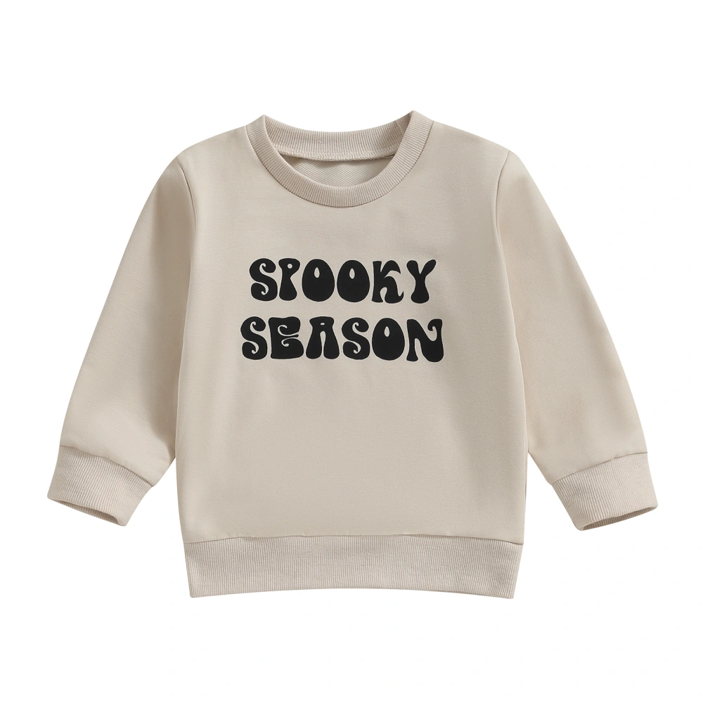 Baby Halloween Sweatshirt Long Sleeve Round Neck Letter Print Pullover