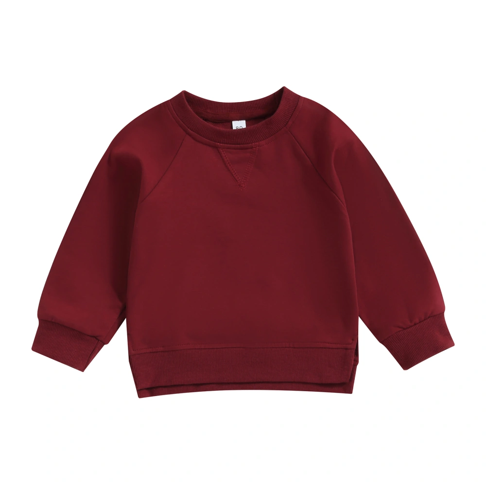 Toddler Boys Girls Sweatshirts Long Sleeve Solid Color Pullover Tops