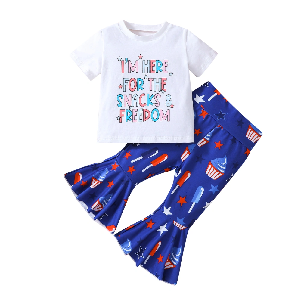 Independence Day Kids Clothes Suits Letter Print T-Shirts Flare Pants