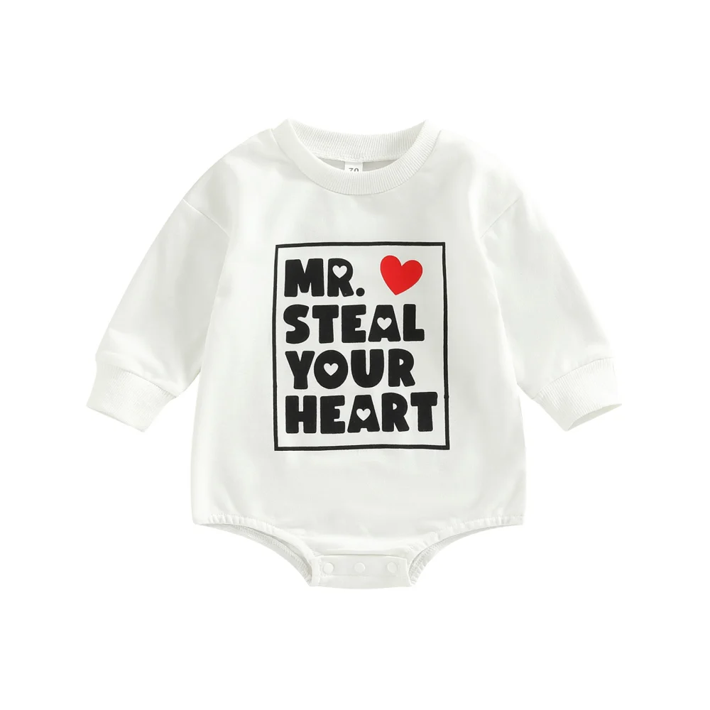 Baby Autumn Long Sleeve O Neck Letter Heart Print Casual Romper