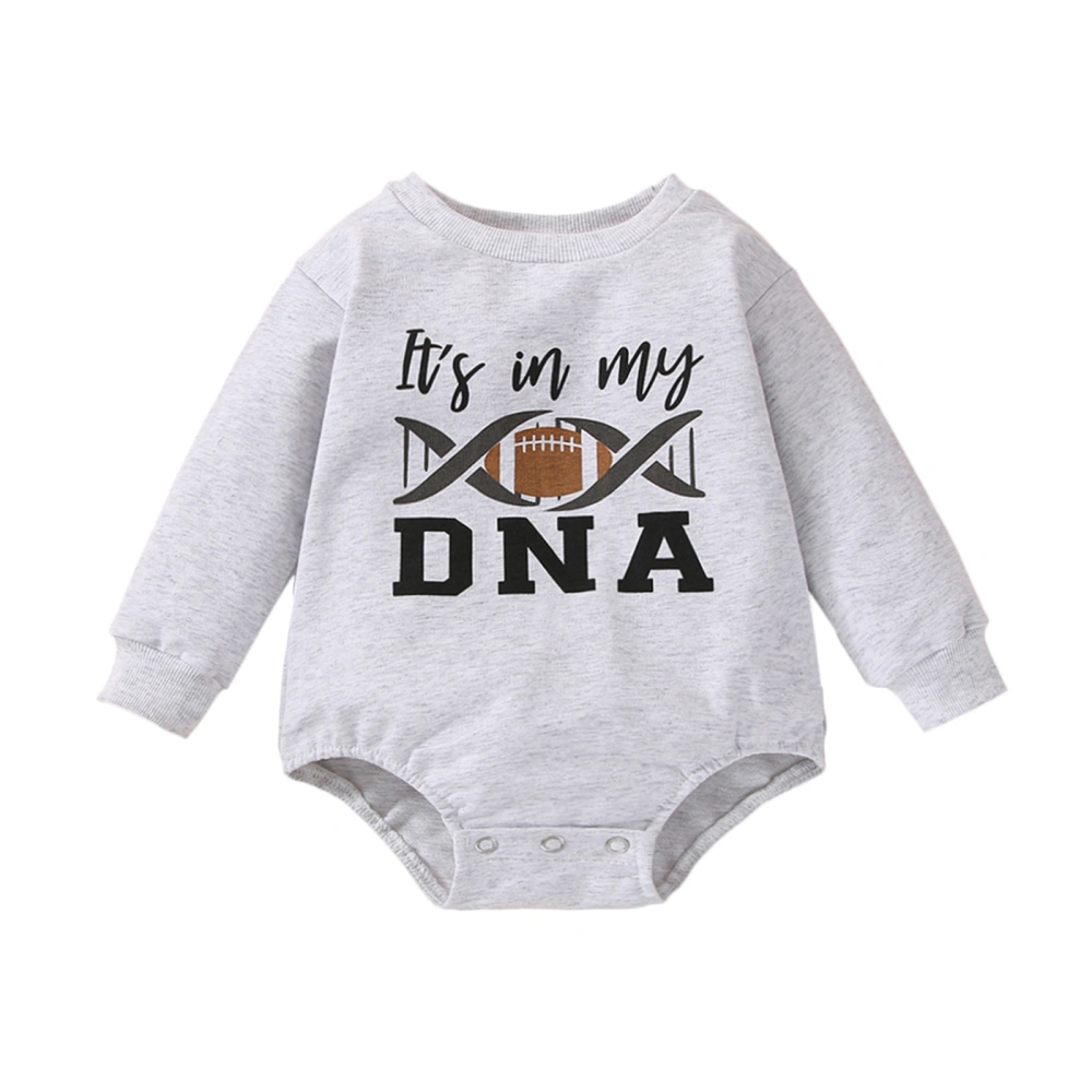 Toddler Baby Rompers Casual Letter Rugby Print Long Sleeve Jumpsuit 