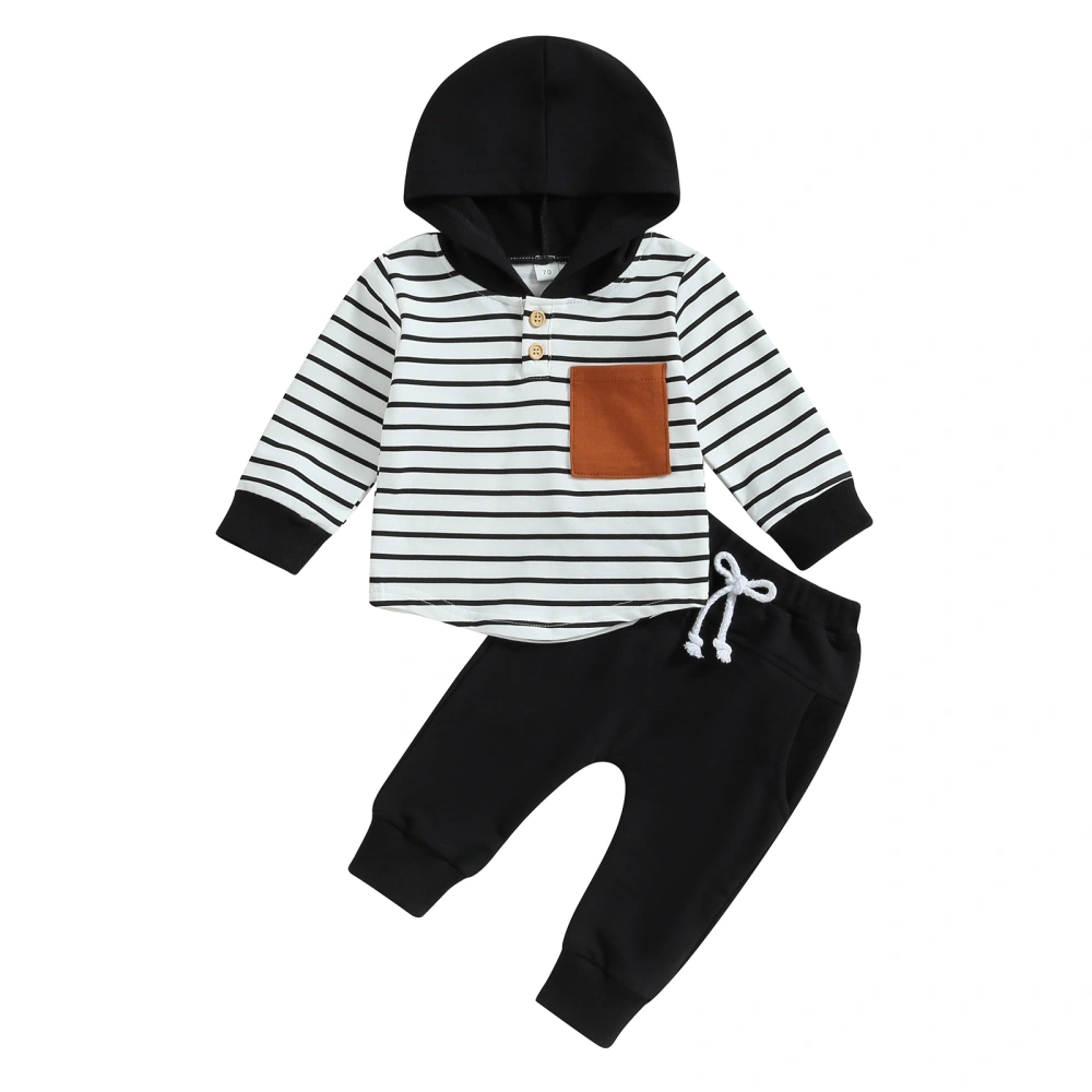 Baby Boy Fall Tracksuit Striped Print Hoodie Sweatshirt and Pants