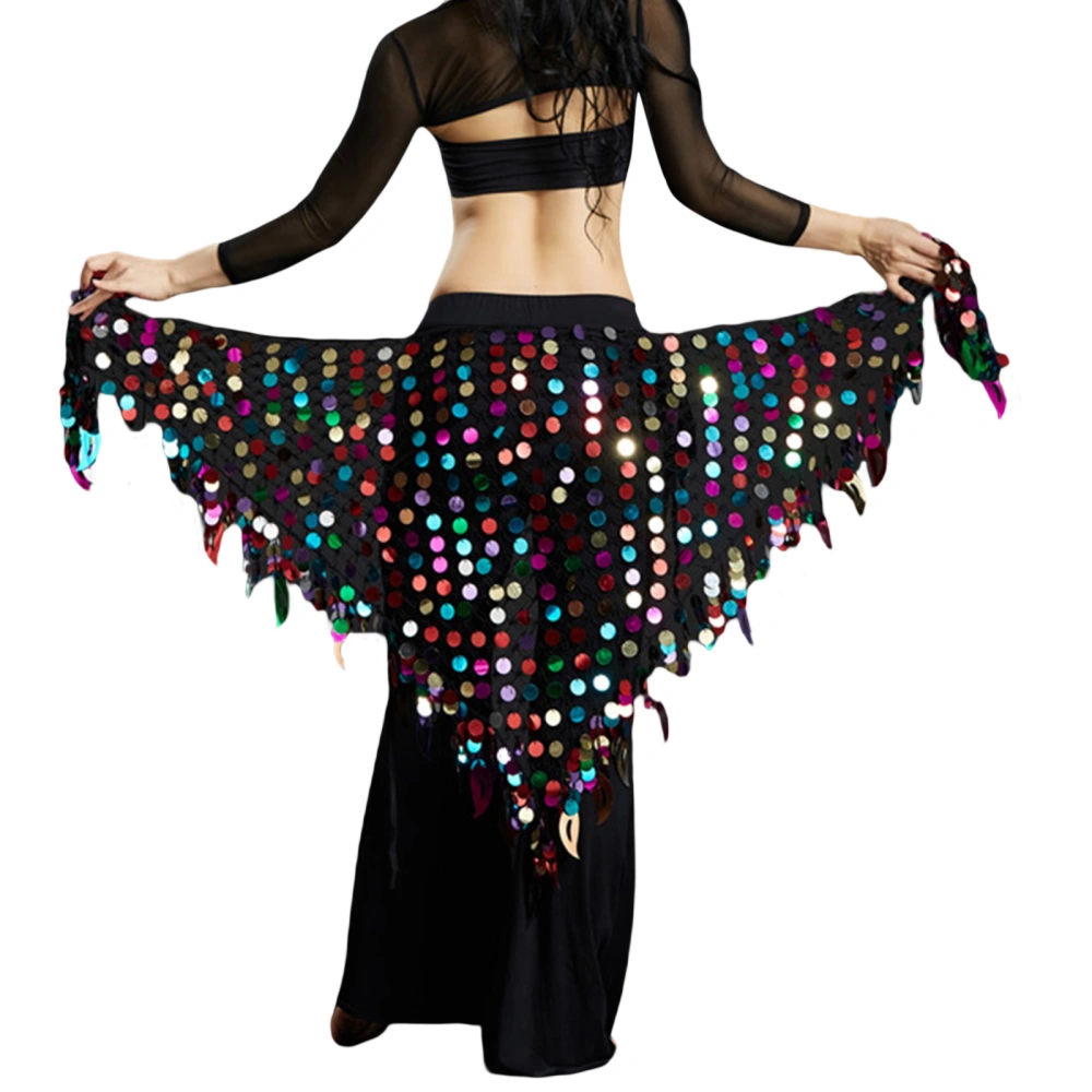 Triangle Hip Scarf for Belly Dance, Shine Sequin Mesh Wrap Skirt 