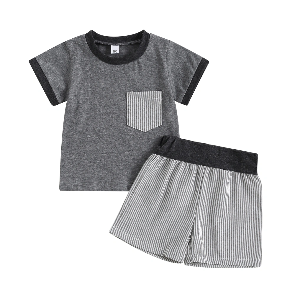 Toddler Boys Summer Outfits Contrast Color Pocket T-Shirts Shorts