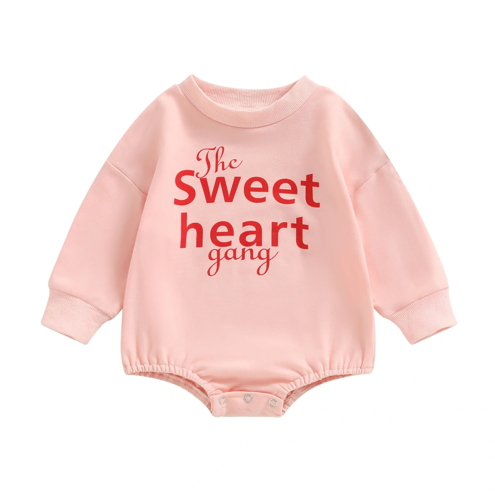 Infant Girl Valentine's Day Jumpsuit, Letter Print Long Sleeve Romper