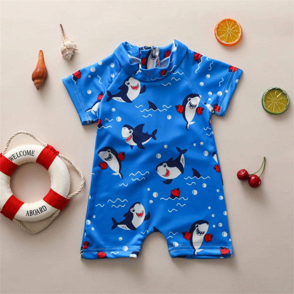 Kid Boy Romper Swimsuit Short Sleeve Round Neck Cartoon Jumpsuit 