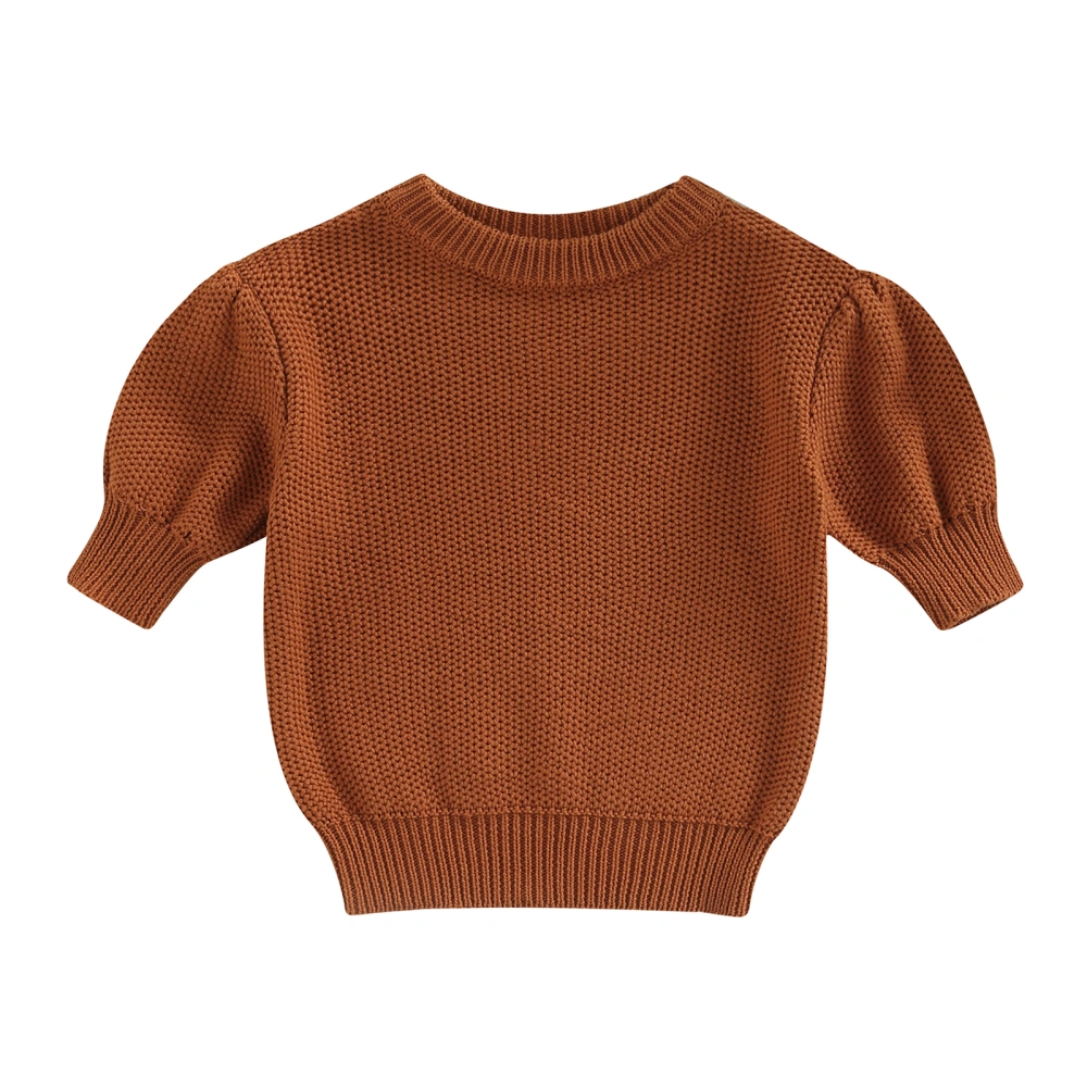 Children’s Solid Color Round Neck Pullover Short Sleeve Sweater