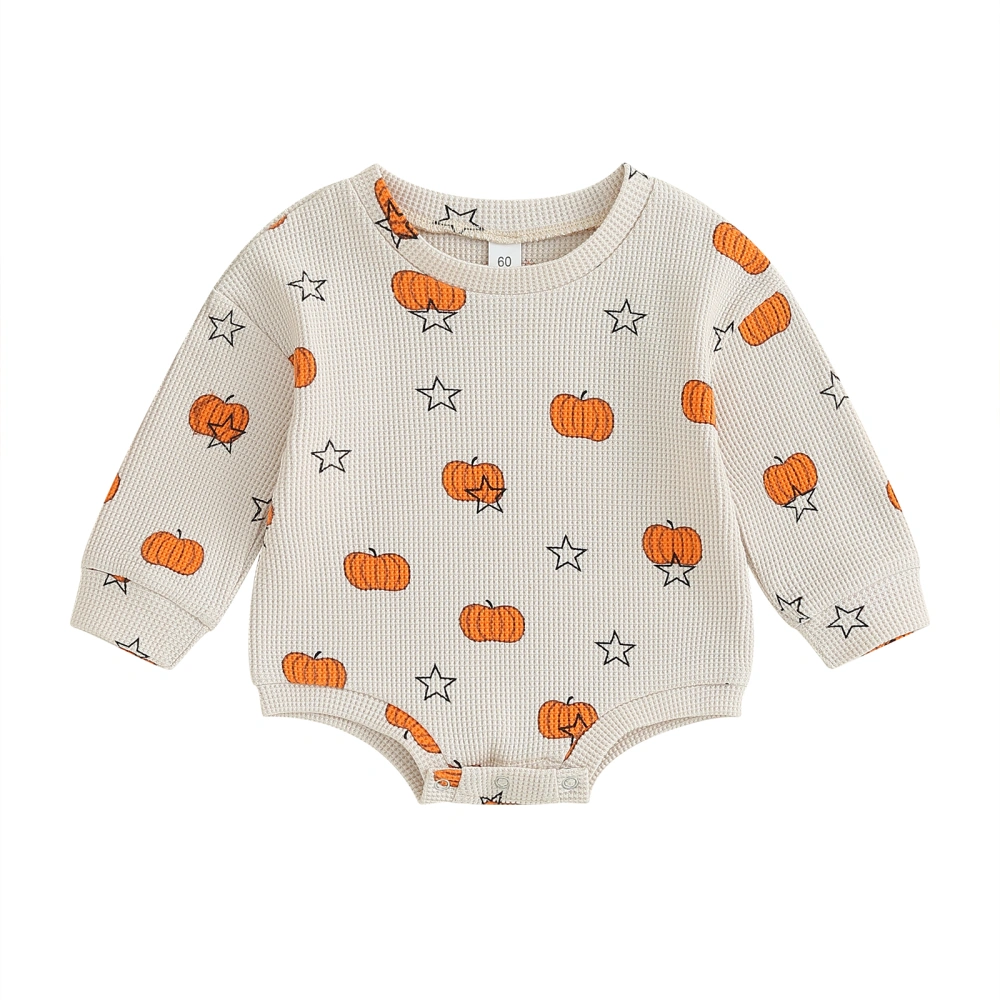 Baby Halloween Jumpsuit Pumpkin & Star Print Long Sleeve Romper