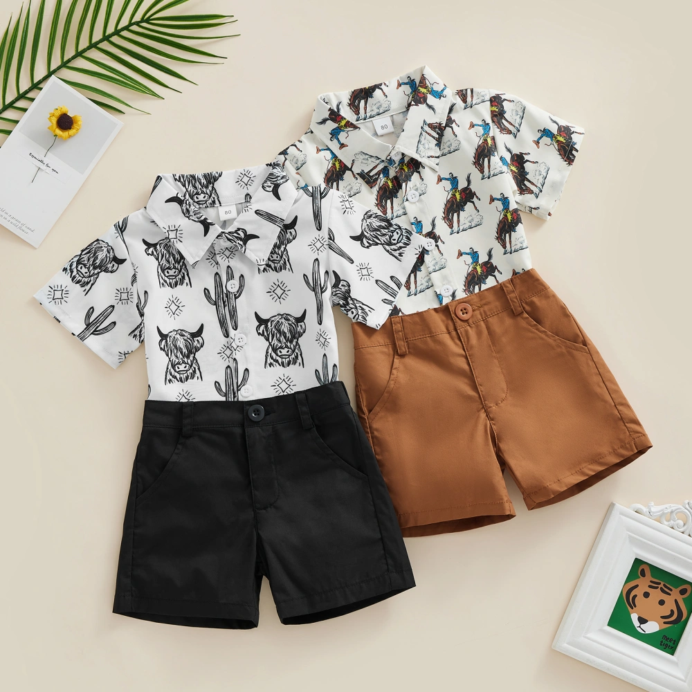 Toddler Boys Outfits Cactus Print Summer Short Sleeve Shirt and Shorts