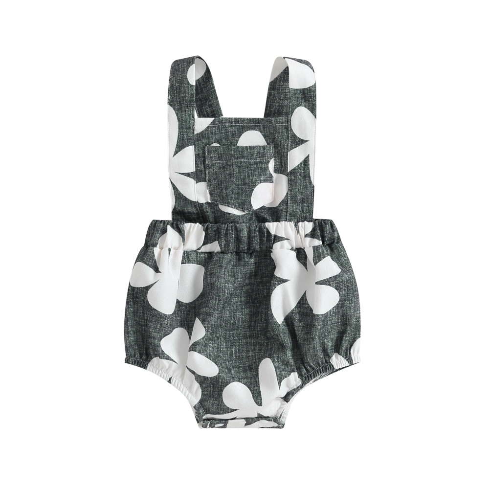 Baby Girls Sleeveless Floral/Zebra Geometric Pattern Print Romper