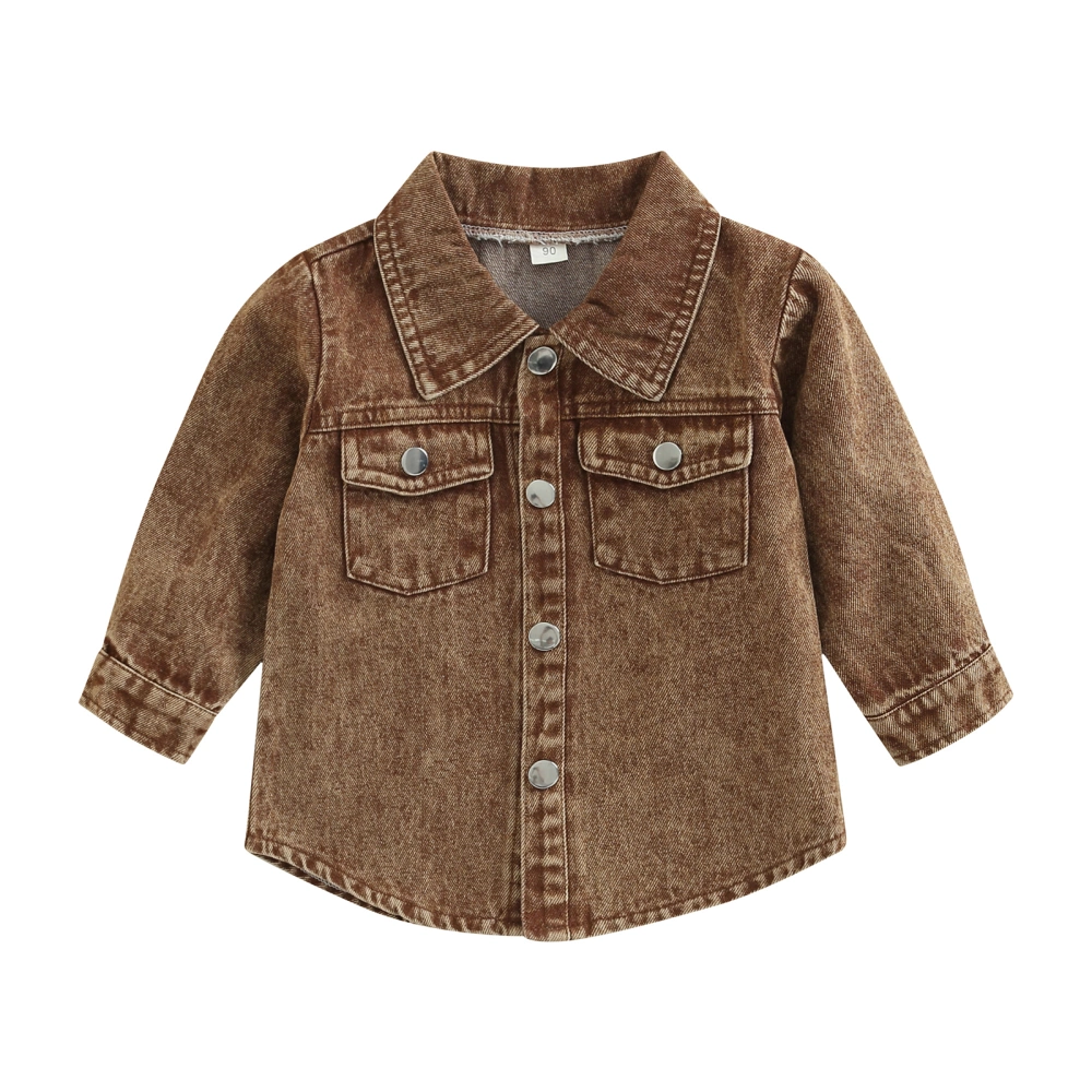 Toddler Boys Jean Jacket, Vintage Long Sleeve Button-Up Denim Jacket