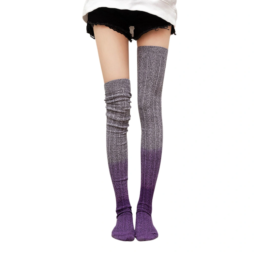 Girls Knitted Stockings, Autumn Ladies Gradient Color Knee Socks