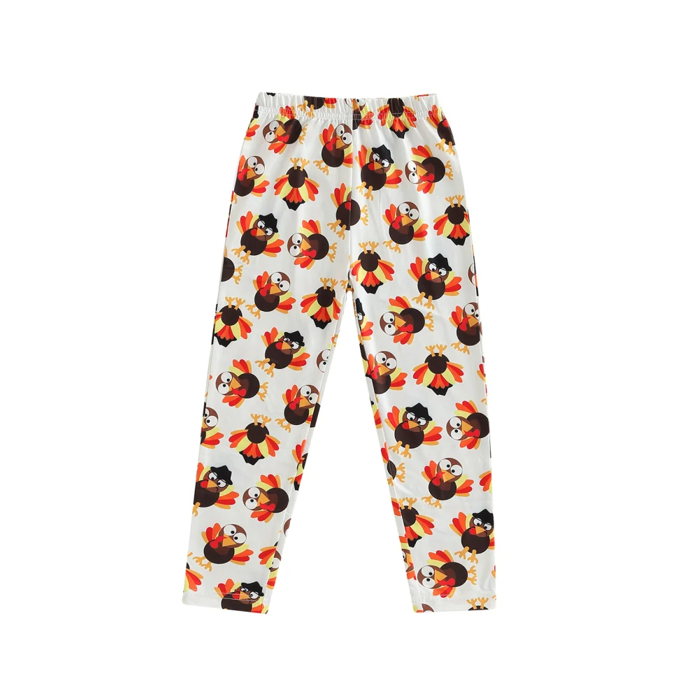 Toddler Girls Thanksgiving Elastic Band Cartoon Turkey Print Trousers