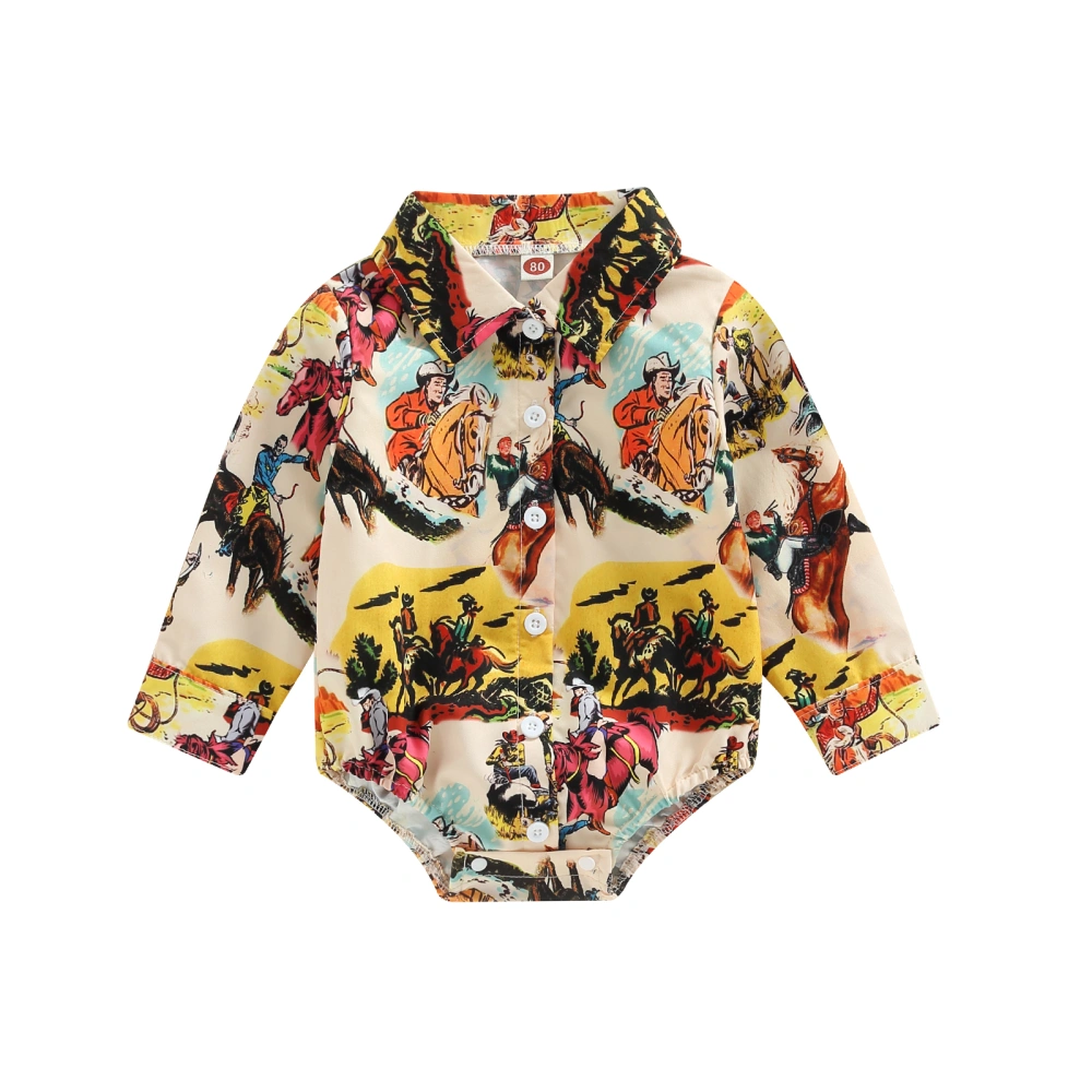 Baby Boys Girls Romper, Long Sleeve Horse/Cow Print Fall Bodysuit