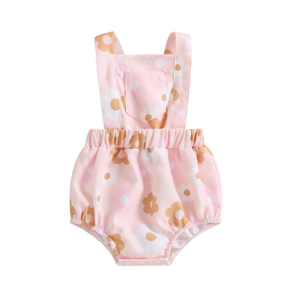 Baby Girl Summer Romper, Sleeveless Sun/Floral Print Bodysuit Overalls