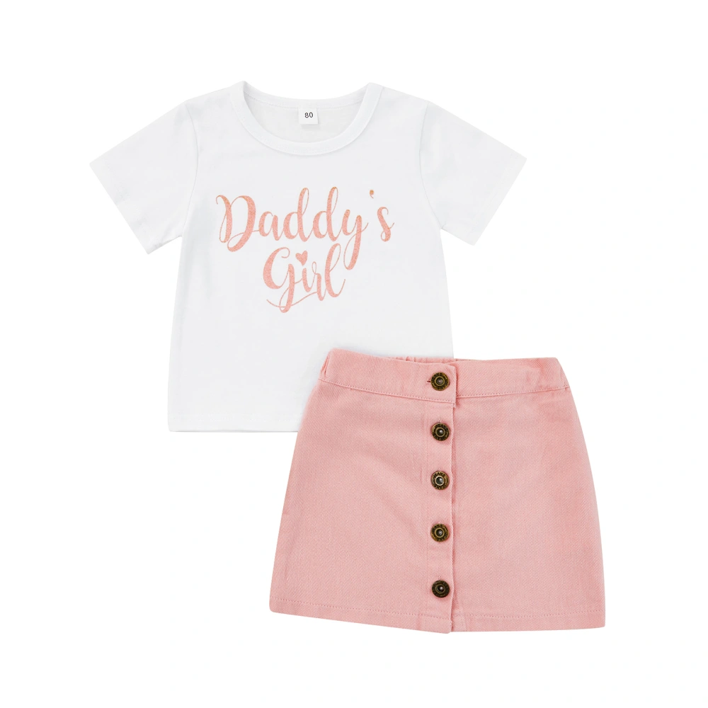 Infant Girl Short Sleeve Tops + Skirt, Letter Print Casual Clothing