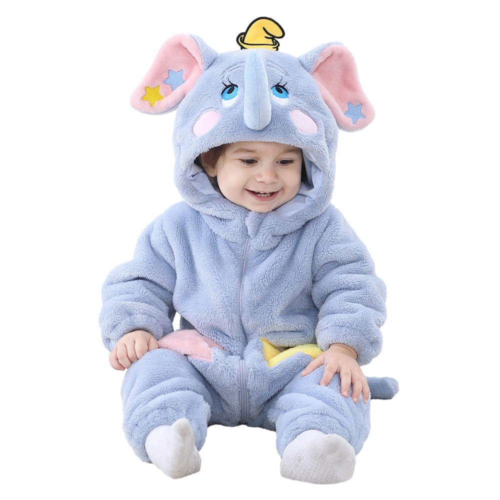 Baby Boy Girl Elephant Costume Winter Hooded Jumpsuit Toddler Romper