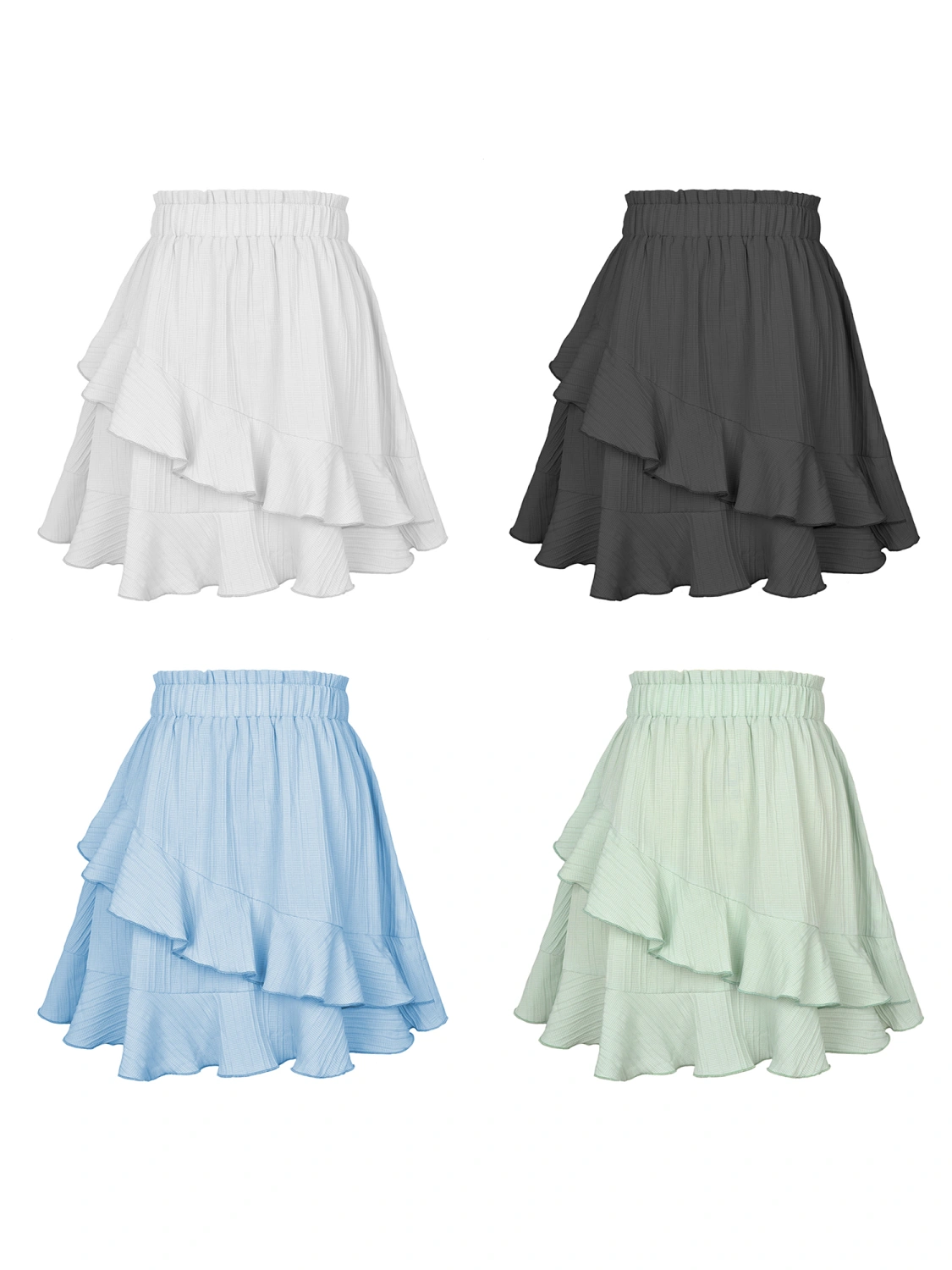 Women's Ruffled Short Skirt, Solid Color Sweet A-Line Mini Skirt 