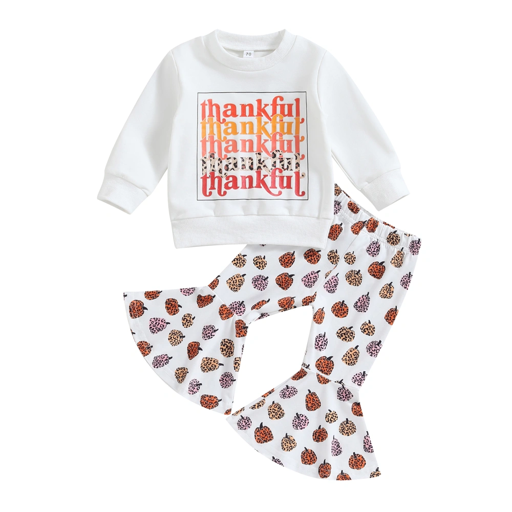 Toddler Girls Thanksgiving Outfits Sweatshirt and Pumpkin Flare Pants