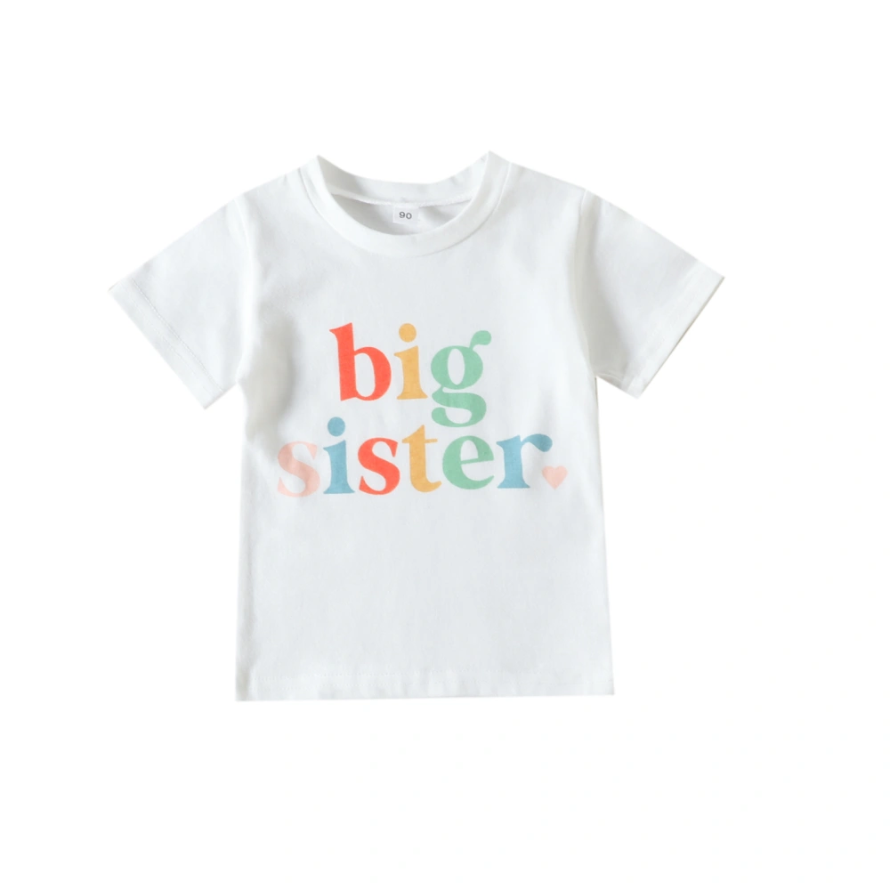 Toddler Kids Girls T-Shirts Letter Print Crew Neck Short Sleeve Shirts