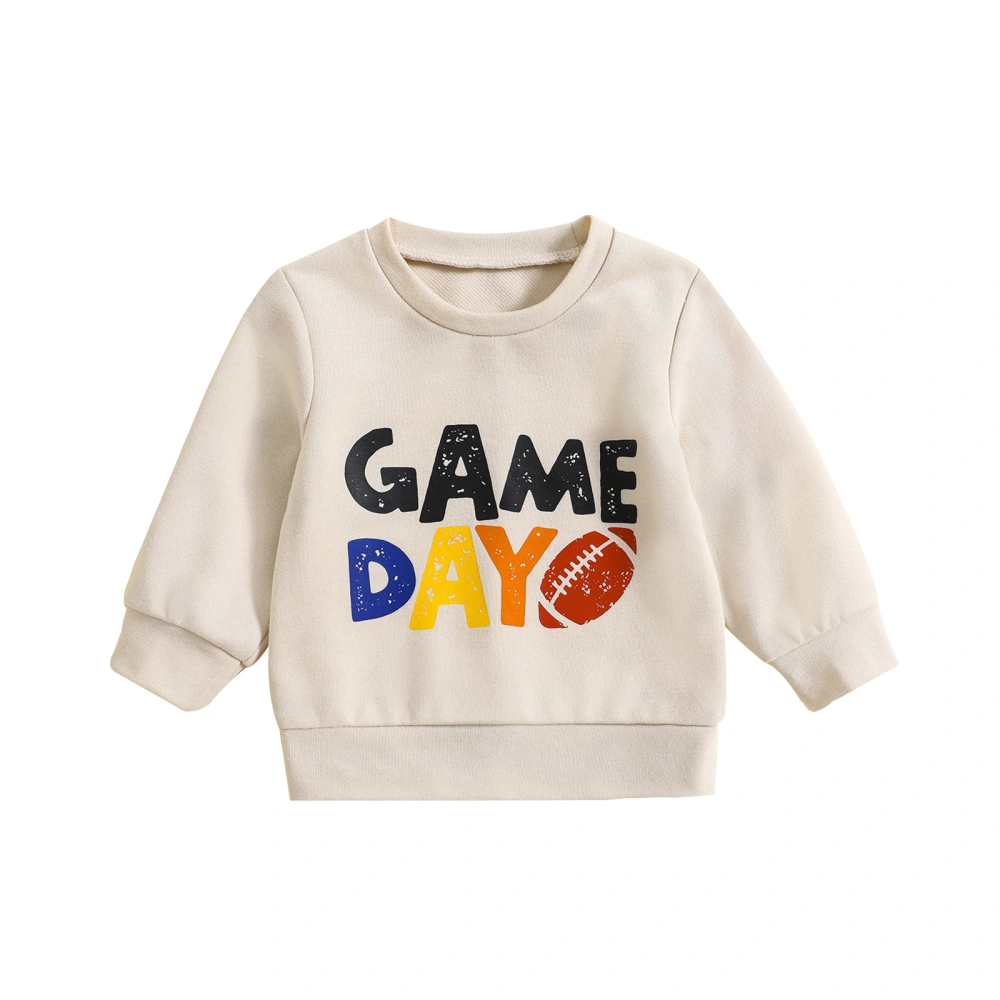 Toddler Boys Autumn Long Sleeve Letter Rugby Print Pullover Tops