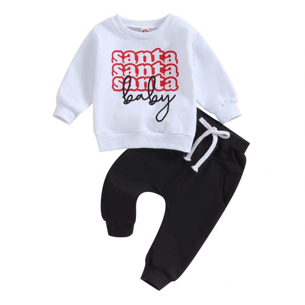 Baby Boy Christmas Outfits Letter Print Sweatshirt and Elastic Pants