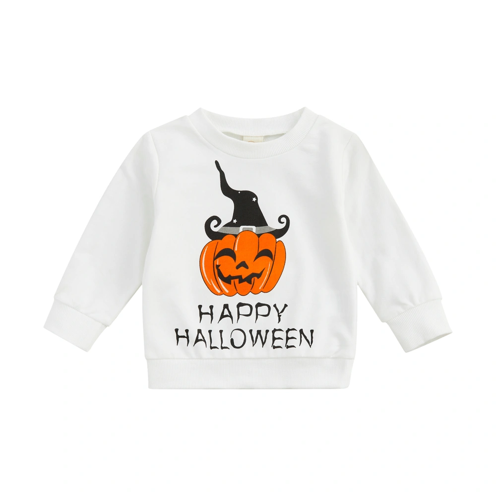 Baby Girl Boy Halloween Sweatshirt, Pumpkin Print Long Sleeve Tops