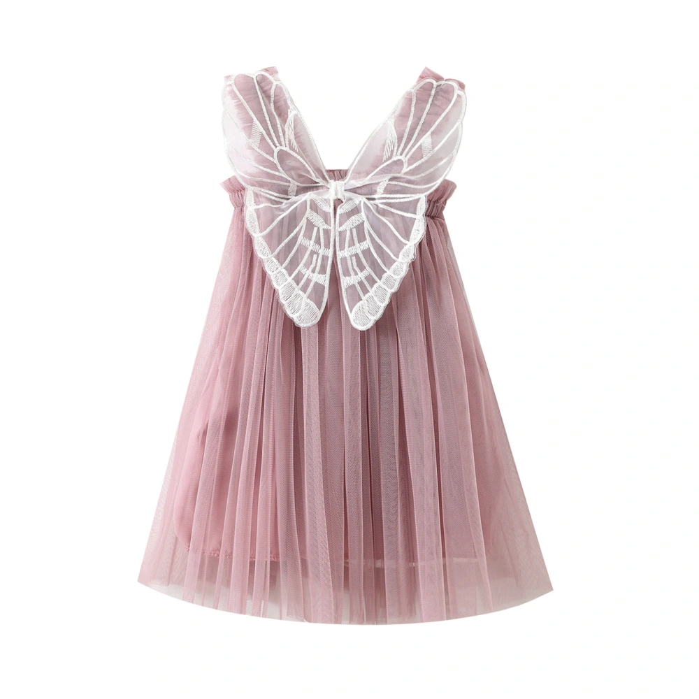 Kids Girls Dress, Sleeveless Butterfly Shape Mesh Decoration Dress