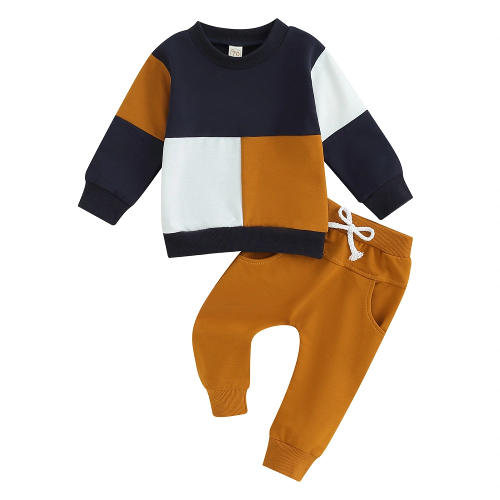 Toddler Boys Fall Outfits Contrast Color Sweatshirts and Long Pants