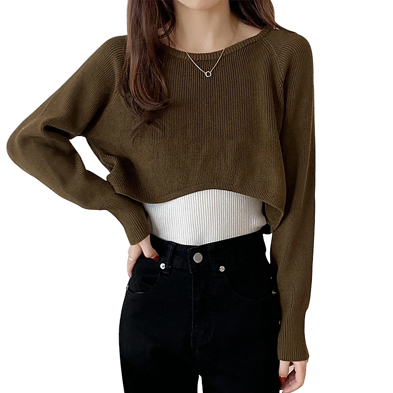 Women Knit Pullover Long Sleeve Crew Neck Fall Winter Sweater Tops