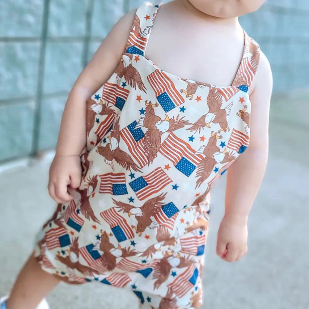 4th of July Infant Romper Baby Stars Stripe Flag Eagle Print Bodysuits