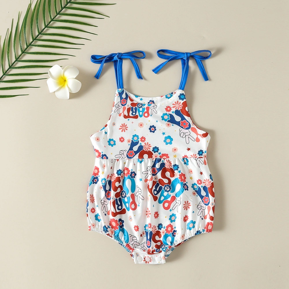 Independence Day Infant Girls Romper Baby Flower Sling Jumpsuit