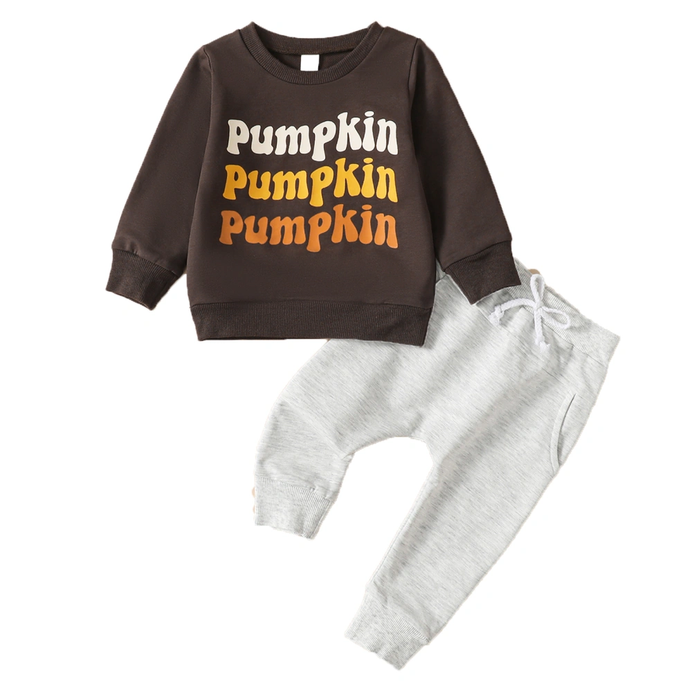 Boy Fall Halloween Clothes Gradient Letter Long Sleeve Tops Pants