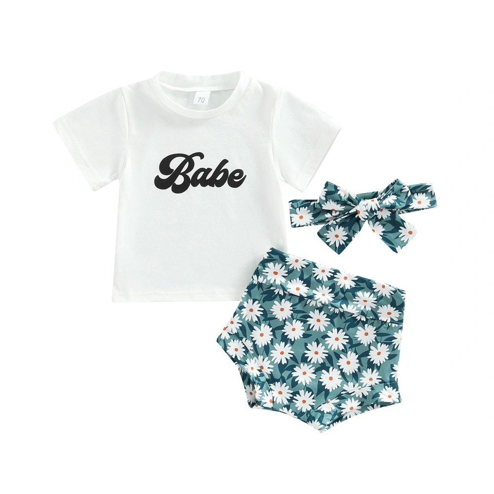 Baby Girl’s Letter Short Sleeve T-shirt and Daisy Shorts & Headband