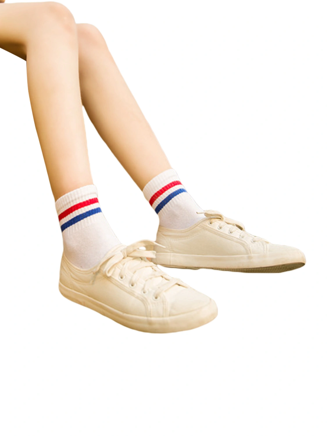 Women's Socks, Stripe Pattern Breathable Short Cotton Stockings