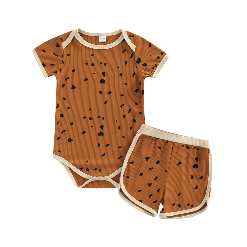 Toddler Baby Short Pants Suits, Short Sleeve Print Romper + Shorts Set