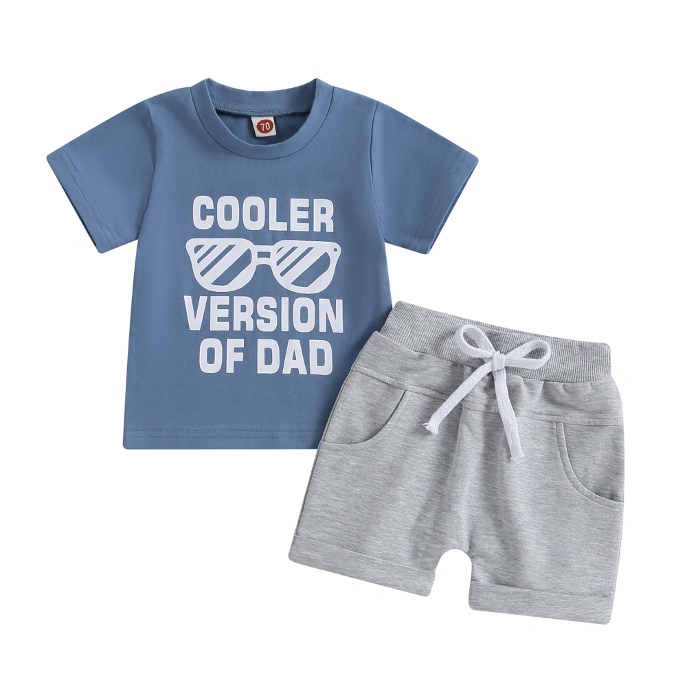 Infant Boys Summer Outfits Letter Glasses Print T-Shirts Shorts