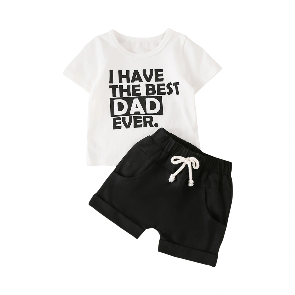 Toddler Baby Boys Summer Outfits, Letter T-Shirt + Rolled Cuff Shorts