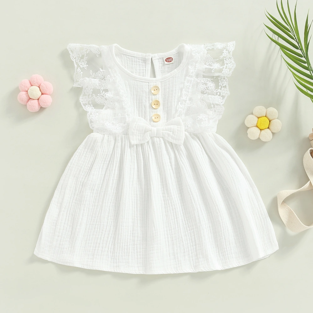 Baby Girl Dress, Sleeveless Lace Patchwork Bowknot Summer A-line Dress