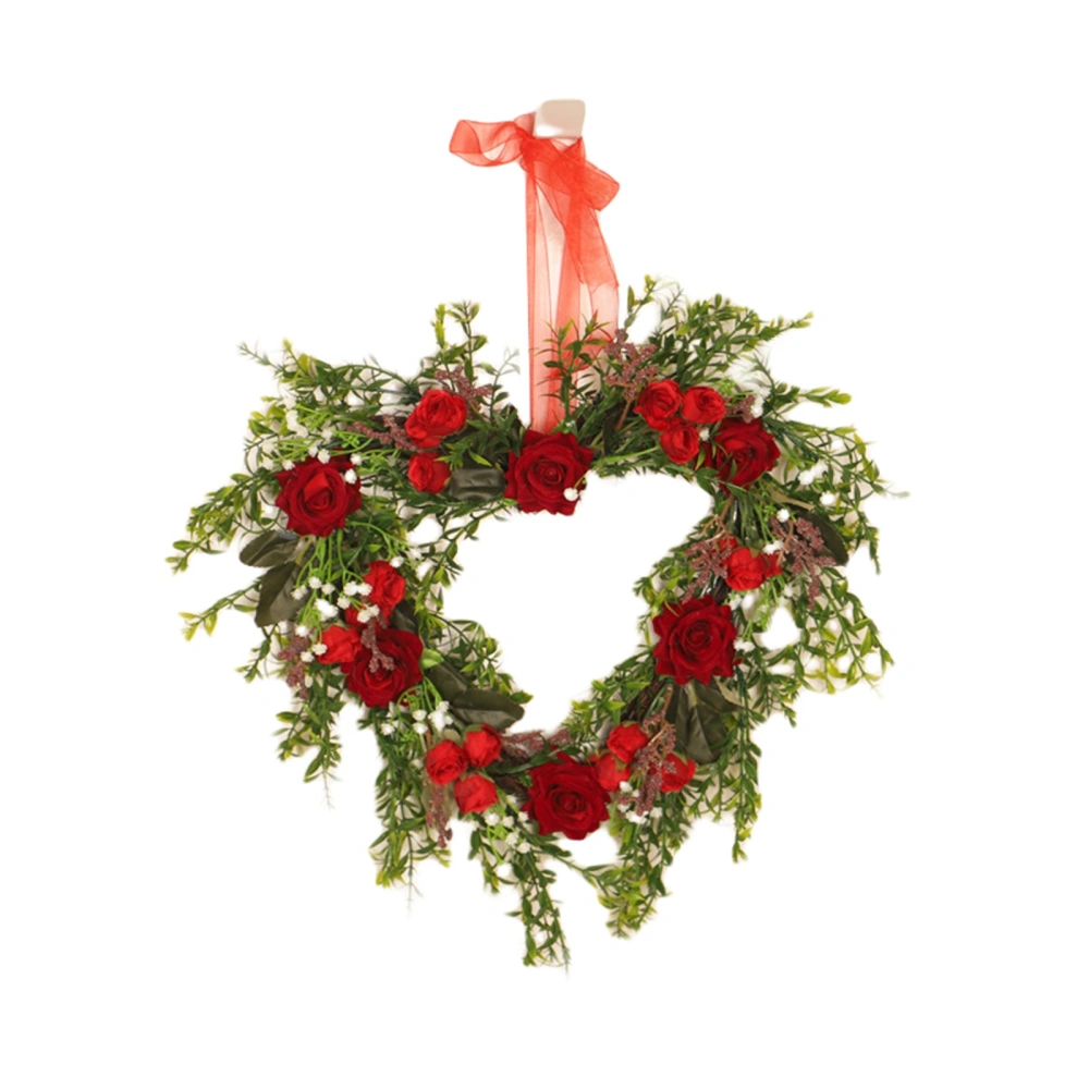 Valentine's Wreath Decoration with Heart Shape, Rose Ornament